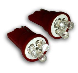 TuningPros LEDTL T10 R3 Tail Light LED Light Bulbs T10 Wedge, 3 LED Red 2 pc Set Automotive
