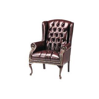 Fulmarque Queen Anne Side Chair, 29"Wx31"Dx39 1/2"H, Oxblood (FUL777QAJOX) Category Leather Guest Chairs   Desk Chairs