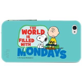 iLuv iCP755MWBLU Peanuts Graphic Case for iPhone 4/4S (Charlie Brown Mondays)   1 Pack   Retail Packaging   Blue White Cell Phones & Accessories