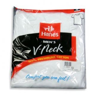 Hanes   Mens V  Neck T Shirt, White, 3 Pack, 777 12854 Small at  Mens Clothing store Undershirts
