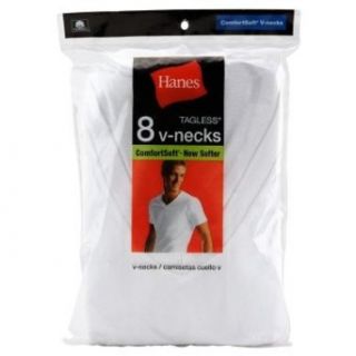 Hanes Men's V Neck T shirts 8 Pack White   Style 777 at  Mens Clothing store