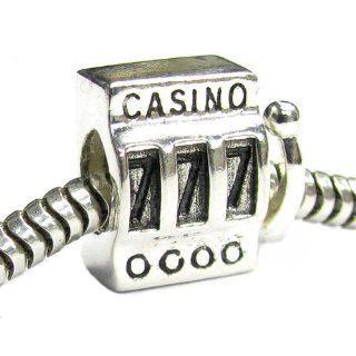 Queenberry Sterling Silver Lucky 7 Casino Slot Machine 777 Bead For European Charm Bracelets Jewelry