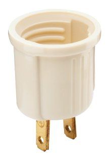 Pass & Seymour 61ICC10 Medium Base Outlet to Lamp Holder Adapter 2 Pole 2 Wire, Ivory   Plug In Socket  