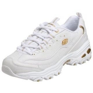 Skechers Women's D'Lites Glitter Galaxy Sneaker, White/Gold, 5.5 M US Fashion Sneakers Shoes