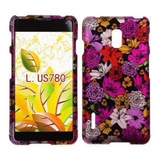 2D Multi Pink Flowers LG Optimus F7 US780 Boost Mobile U.S Cellular Case Cover Hard Case Snap on Cases Rubberized Touch Protector Faceplates Cell Phones & Accessories