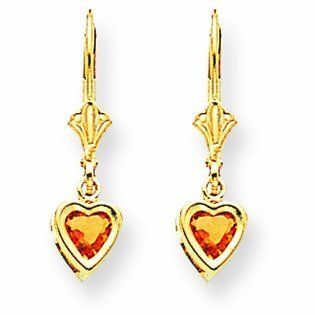 0.8 Carat 14K Gold 5mm Heart Citrine earring Jewelry