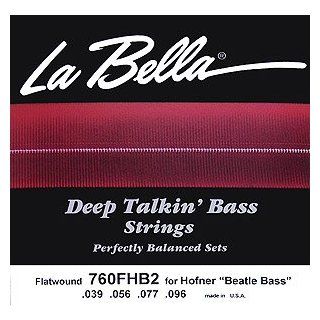 LaBella 760FHB2 Flatwound Short Scale Bass 4 String Pack (.039 .096) For Hofner Beatle Bass Musical Instruments