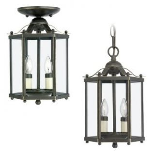 Sea Gull Lighting 5232 782 2 Light Hall and Foyer Fixture, Clear Glass Panels and Heirloom Bronze   Ceiling Pendant Fixtures  