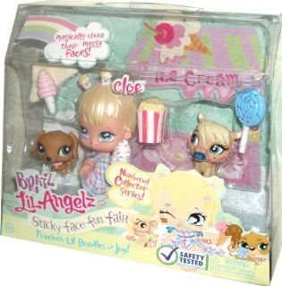 Bratz Lil Angelz Numbered Collector Series Sticky Face Fun Fair Set   Cloe (# 783), Pony (# 785) and Daschund (#787) Plus Lollipos, Ice Cream with Cone (X2), Popcorn and Wipe Cloth Toys & Games