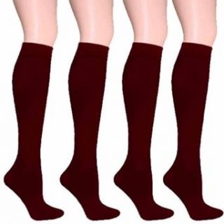 Luxury Divas Burgundy Wine 4 Pack Knee High Trouser Socks Dress Socks