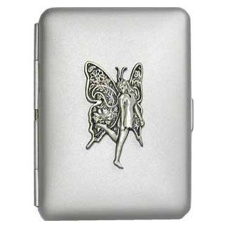 "Butterfly Fairy" Slim King Pocket Case / Cigarette Case   Silver Grey Matte Finish   Decorative Boxes