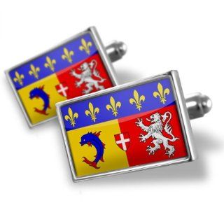 Sterling Silver Cufflinks Rhone Alpes region Flag France   Neonblond Jewelry