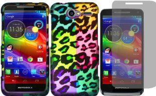 For Motorola Electrify M XT901 Hard Design Cover Case Bright Colorful Leopard+LCD Screen Protector Cell Phones & Accessories