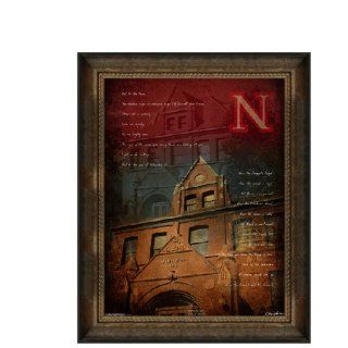 University of Nebraska Huskers Artwork "Architecture Hall" 30"x40" Framed Canvas  Sports Fan Prints And Posters  Sports & Outdoors