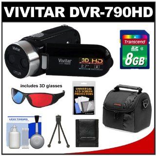Vivitar DVR 790HD 3D HD Digital Video Camera Camcorder (Black) with 8GB Card + Case + Accessory Kit  Camcorder Bundles  Camera & Photo