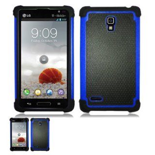 LG Optimus L9 P769 Black And Blue Hardcore Shield Case Cell Phones & Accessories