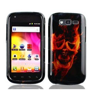 Samsung Galaxy Blaze 4G 4 G T769 T 769 Black with Red Fire Flame Ghost Skull Design Snap On Cover Hard Case Cell Phone Protector Cell Phones & Accessories