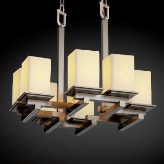 Justice Design Group CandleAria Montana Eight Light Brushed Nickel Zig Zag Chandelier