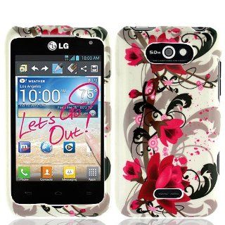 Pink White Flower Hard Cover Case for LG Motion 4G MS770 Cell Phones & Accessories