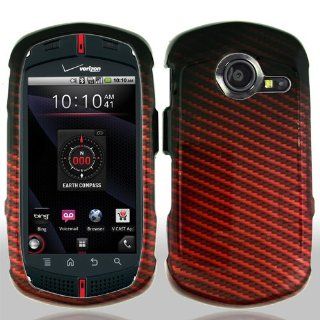 Casio G'zOne Commando C771 C 771 Red Carbon Fiber Design Snap On Hard Protective Cover Case Cell Phone Cell Phones & Accessories
