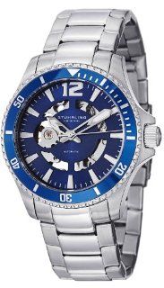 Stuhrling Original Men's 772.02 Aquadiver Makran Automatic Skeleton Blue Dial Watch Watches