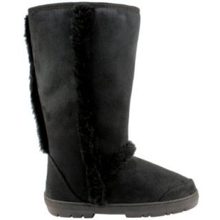 Womens Short Fur Lined Thick Sole Winter Snow Boots Black Size 5 Shoes