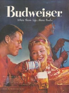 Whoa Couple on hayride Budweiser beer ad 1959 Entertainment Collectibles