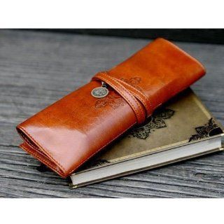 niceEshop(TM) New Fashion Twilight Retro Style Bandage Leather Pen Bag Pencil Case Makeup Cosmetic Pouch Dark Brown Shoes