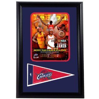 LeBron James MVP (Most Valuable Player) Photograph with Team Pennant in a 12" x 18" Deluxe Photograph Frame  Sports Fan Photographs  Sports & Outdoors