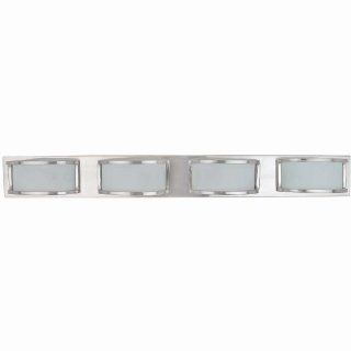 Globe Europa Four Light Vanity, Brushed Steel with Frosted Glass Shades #5059101   Vanity Lighting Fixtures  
