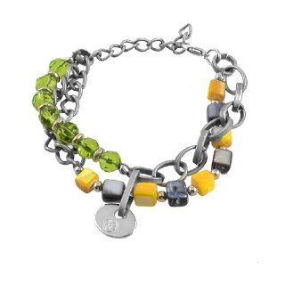 Colorful Plastic Beaded Silver Tone Metal Chain Boho Bracelet Link Bracelets Jewelry