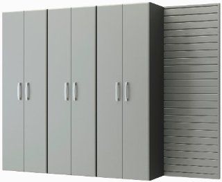 Flow Wall FCS 9612 6S 3S 3 Tall Cabinet Pack, Silver Panel and Silver Cabinets Model   Garage Storage And Organization System Hardware  