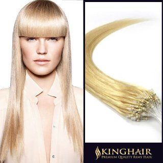 22 Inch Micro Loop Ring Beads Remy Human Hair Extensions Bleach Blonde_613 100s (0.5g/s)_ 50g Weight  Beauty