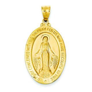 14K Gold Virgin Mary Medal Charm Religious Pendant Jewelry