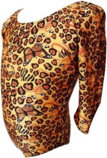Talent Tale Girls Allover Animal Printed 3/4 Sleeve Leotard Clothing