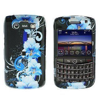 Blue Flower Snap on Hard Skin Cover Case for Blackberry Bold 2 Bold2 Onyx 9700 Cell Phones & Accessories