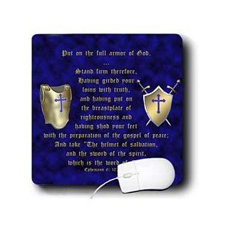 mp_40072_1 777images Designs Graphic Design Bible Verse   Ephesians 6 verses 10, 14, 15 Put on full armor of God illustrated with breastplate, shield, swords   Mouse Pads Computers & Accessories