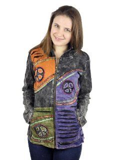 Large Floral Bohemian / Hippie Patchwork Razor Cut Hoodie Jacket Nepal  Other Products  