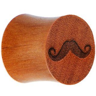 7/16" Organic Sawo Wood Mustache Plug Body Candy Jewelry