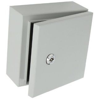 BUD Industries Series SNB Steel NEMA 4 Sheet Metal Box with Mounting Bracket, 7 55/64" Width x 7 55/64" Height x 3 31/32" Depth, Smooth Gray Finish Electrical Boxes