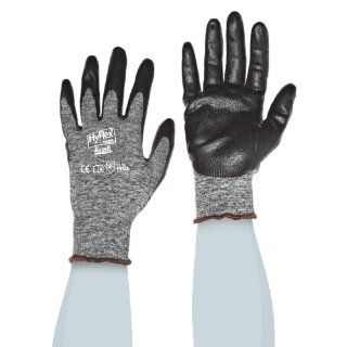 Ansell HyFlex 11 801 Nylon Glove, Black Foam Nitrile Coating, Knit Wrist Cuff, Large, Size 9 (Pack of 12) Work Gloves