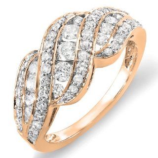 1.00 Carat 14k White Gold Round Diamond Ladies Cocktail Ring Jewelry