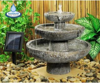 Primrose Remington Solar Cascade 3 Tier Water Outdoor Fountain   Fountains