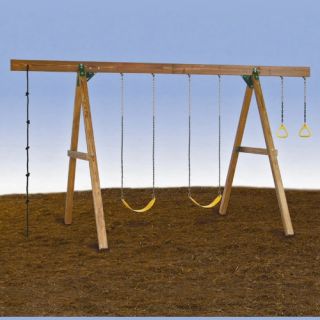 PlayStar Playsets 4 Station A Frame Wood Swing Set   Swing Sets