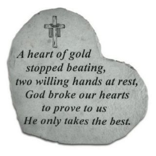 A Heart Of Gold Stopped Beating Heart Shaped Memorial Stone   Crucifix Engraving   Garden & Memorial Stones