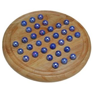 Wood Solitaire with Glass Marbles   Solitaire