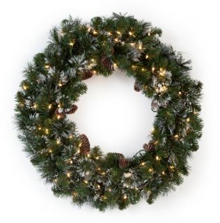 30 in. Glittery Pine Pre lit Wreath   Christmas Wreaths