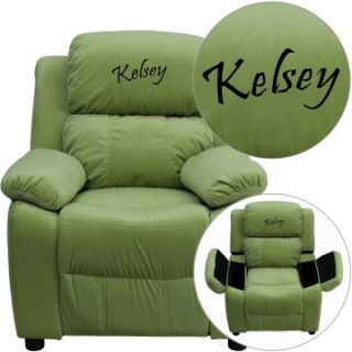 Flash Furniture Personalized Microfiber Kids Recliner with Storage Arms   Avocado   Kids Recliners