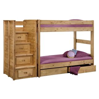 Chelsea Home Twin over Twin Bunk Bed with Optional Storage Drawers   Ginger Stain   Bunk Beds