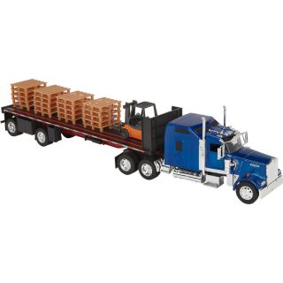 Die Cast Truck Replica   Kenworth W900 Flatbed with Forklift, 132 Scale, Model
